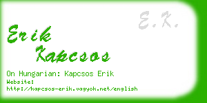 erik kapcsos business card